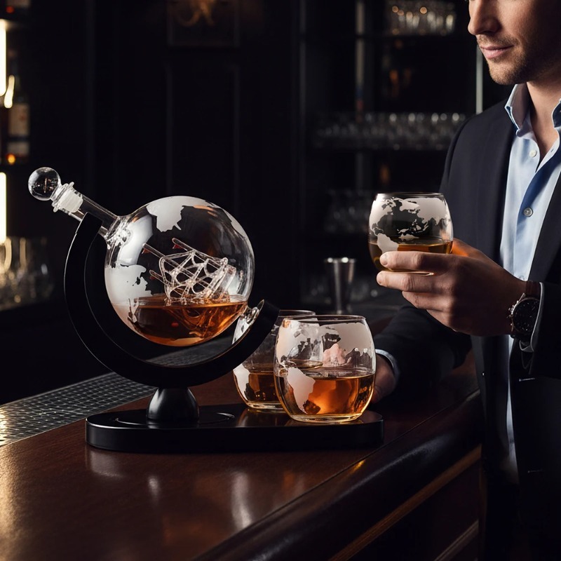 Decanter Globe Set - Креативный набор-декантер «Глобус» с графином, изысканной