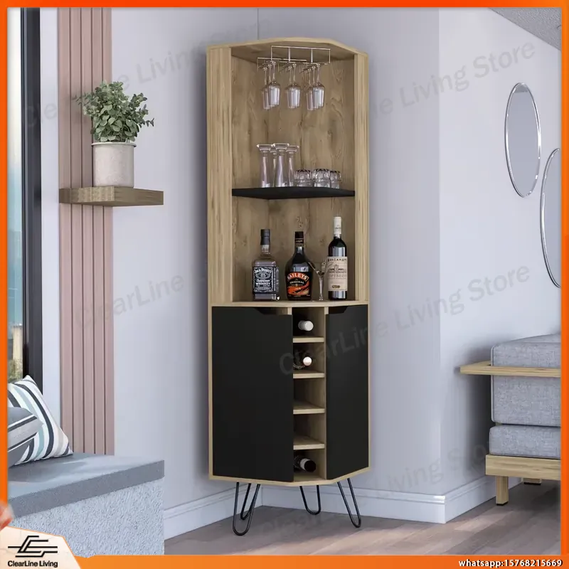Home Bar Shelf - Угловой барный шкаф с 6 встроенными