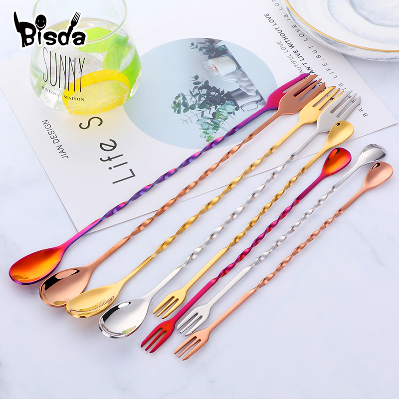 Bar Spoon Twisted - Ложки для коктейльного бара с вилкой,