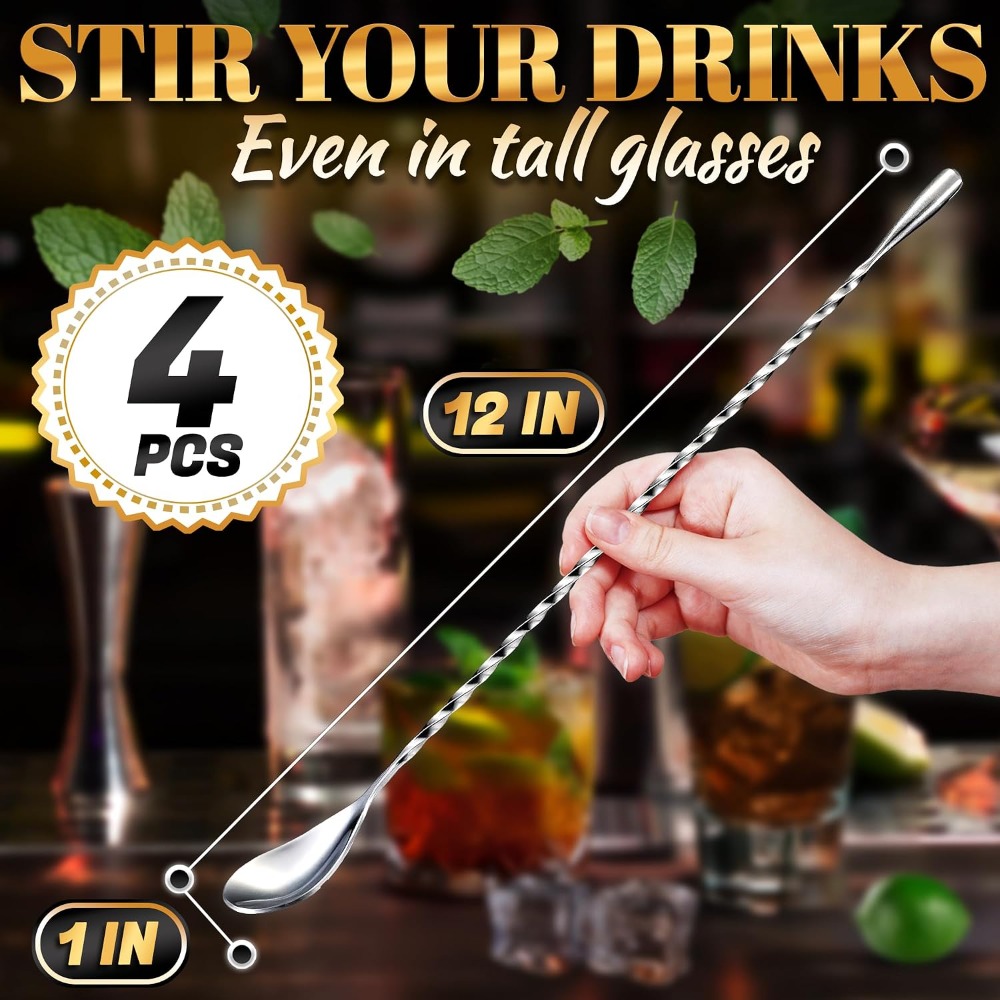 Набор из 4 барных ложек, длина – обзор и цена Bar Spoon Twisted